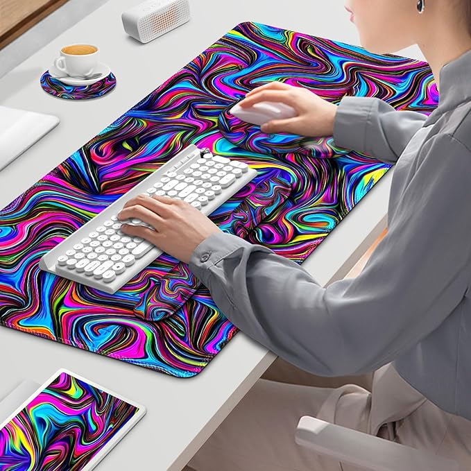 Gaming Mouse Pad, Large Desk Mat, Cute Desk Pad Protector, 4in1 XXL Mousepad + - Image 9