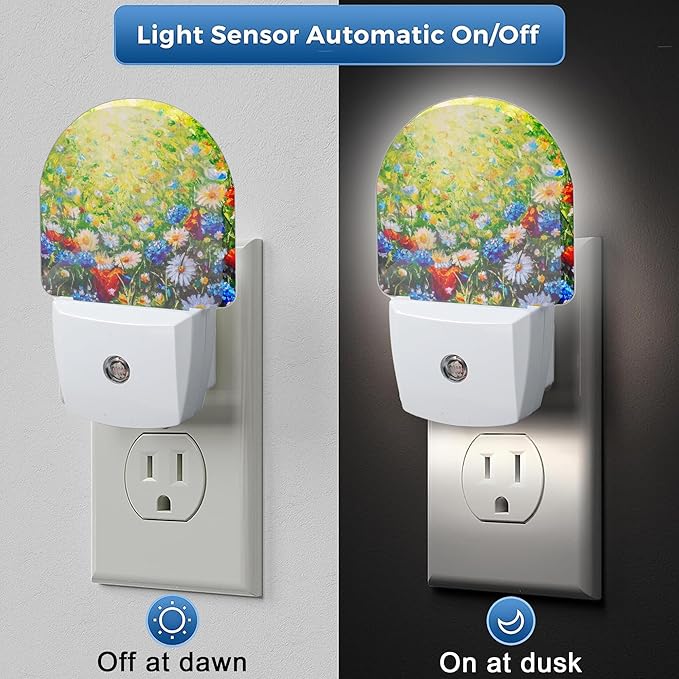 YESPOAK Night Light, Retro Abstract Daisy Night Lights Plug Into Wall Dusk to - Image 3