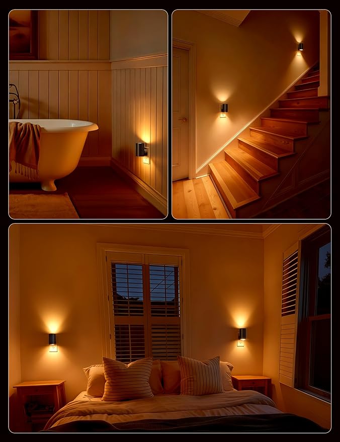 Brightown 2 Pack Black White Night Lights Plug into Wall, Modern Night Light - Image 6