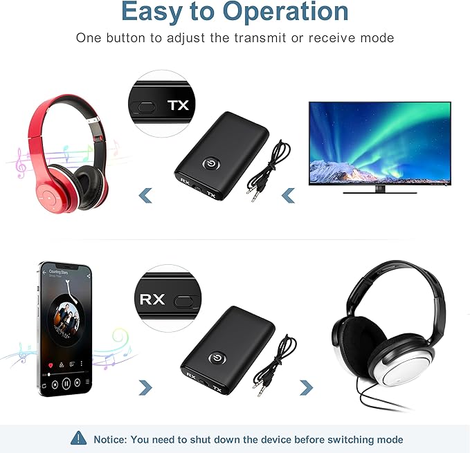 Ankilo Aux Bluetooth Adapter for Car, Upgraded Bluetooth 5.3 Transmitter - Image 3