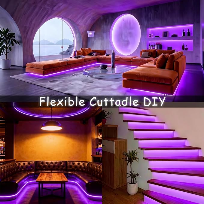 Aalnfe Purple Led Lights Strip for Bedroom Indoor Rope Lights Black Pagage Led - Image 5