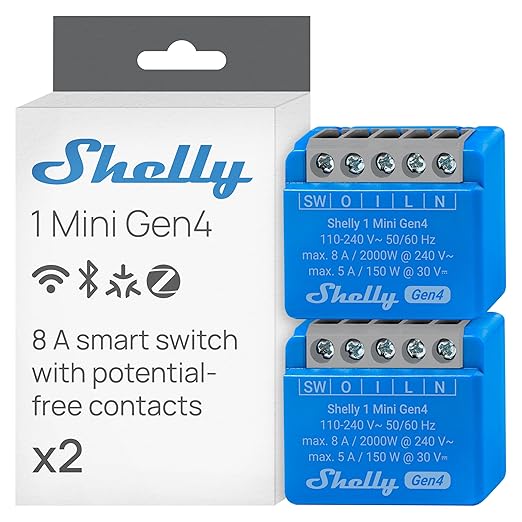 Shelly 1 Mini Gen4 | Wi-Fi, Zigbee & Matter Smart Relay Switch by Shelly