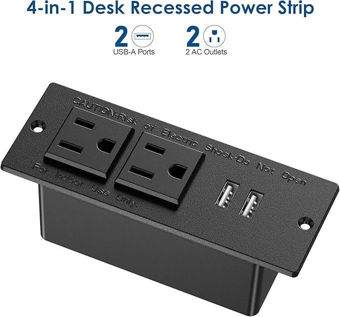 Jgstkcity Conference Recessed Power Strip Socket 9.8Ft Cord, Furniture Flush - Image 2
