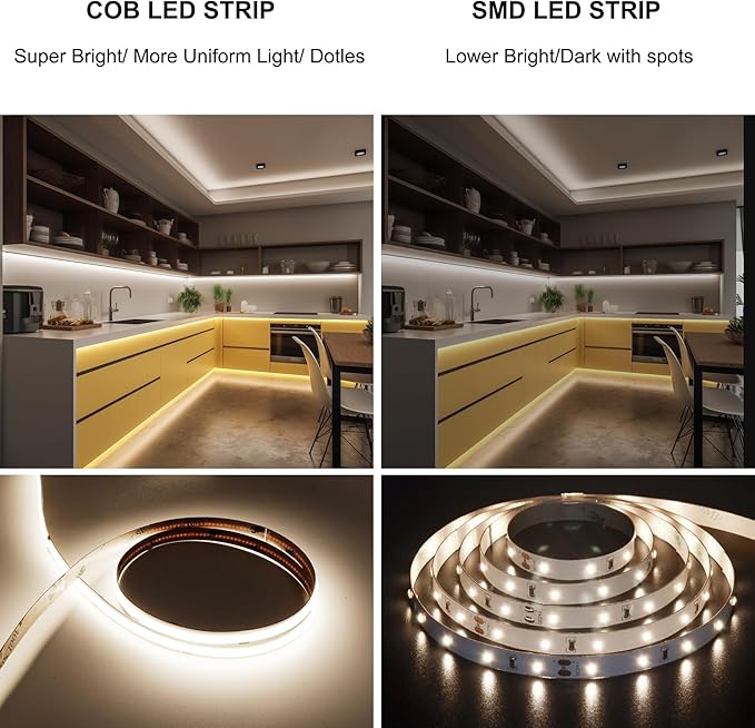 AXMOTUT 32.8ft COB LED Strip Light White, High Bright LED Strips - Image 3