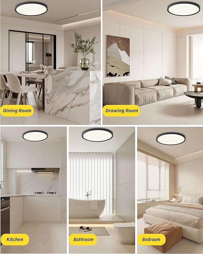 Led Flush Mount Ceiling Light, 12 Inch 24w 2520lm Round, 6000k CCT Selectable - Image 3