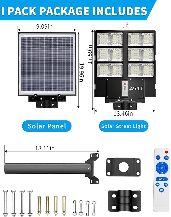 JAYNLT Y-2000W Solar Street Light, 200000LM 6500K Solar Flood Lights Outdoor - Image 6