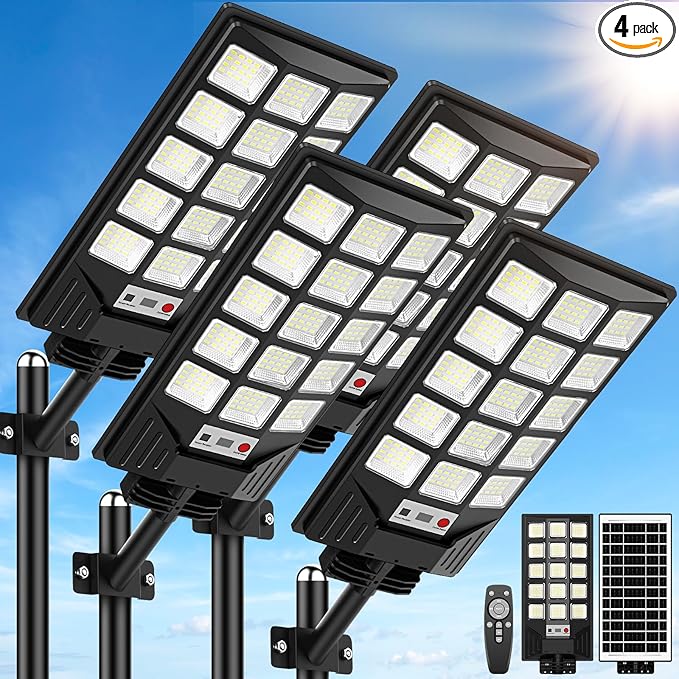 Solar Street Lights Outdoor Waterproof, 30000LM 6500K LED Motion Sensor Lights by IlluminateYourWorld
