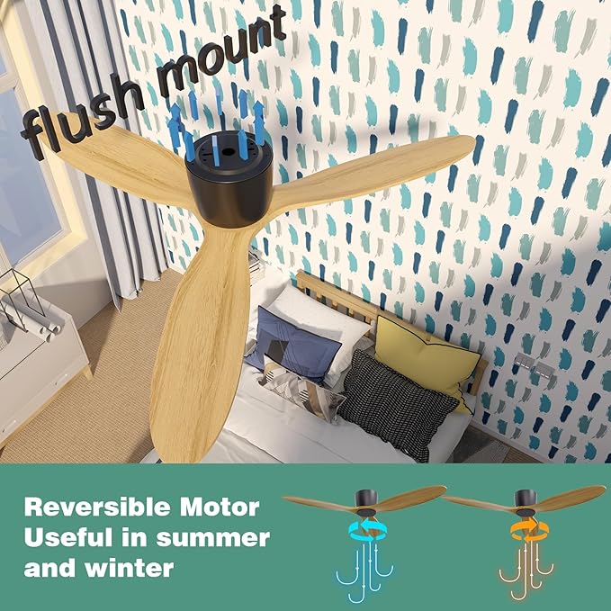 OUATER Flush Mount Ceiling Fan no light - Image 3