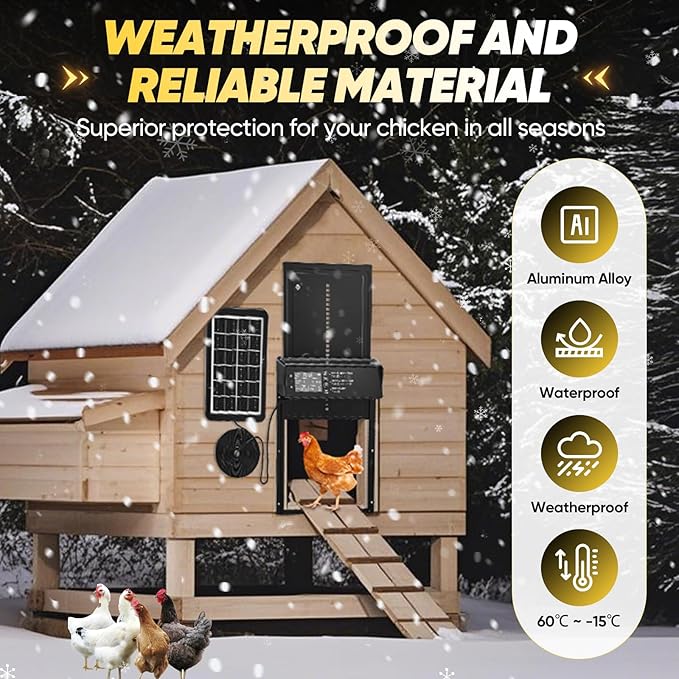Sakerplus Automatic Chicken Coop Door Solar Powered, Automatic Chicken Door - Image 7