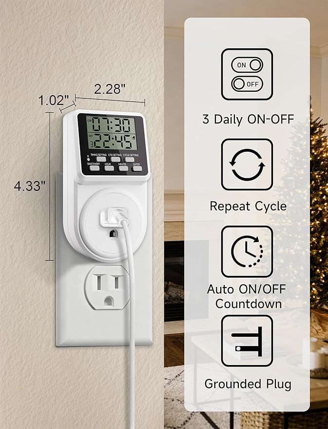 Techbee Digital Infinite Repeat Cycle Intermittent Timer Plug - Image 7