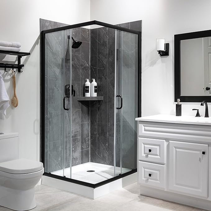 Palisade 78in x 36in x 36in Waterproof Vinyl Corner Shower Surround Kit - Image 3