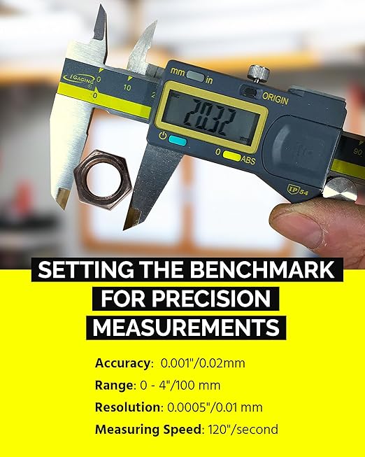 iGAGING Absolute Origin 0-4" Digital Caliper, IP54 Stainless Steel, SPC/USB - Image 3