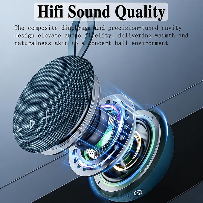 FIVERICH Magnetic Portable Bluetooth Speakers, IPX5 Shower Speaker Bluetooth - Image 3