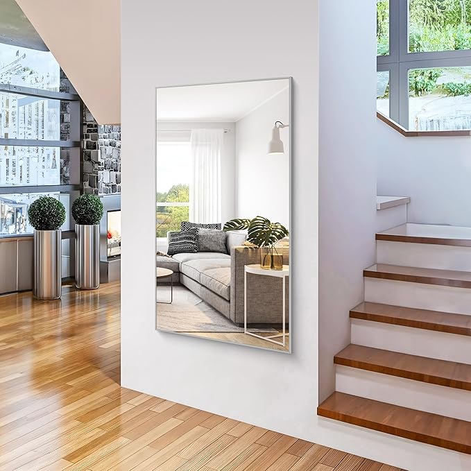 36x60inch Brushed Nickel Bathroom Mirror, Large Rectangular Wall Mirrors - Image 8