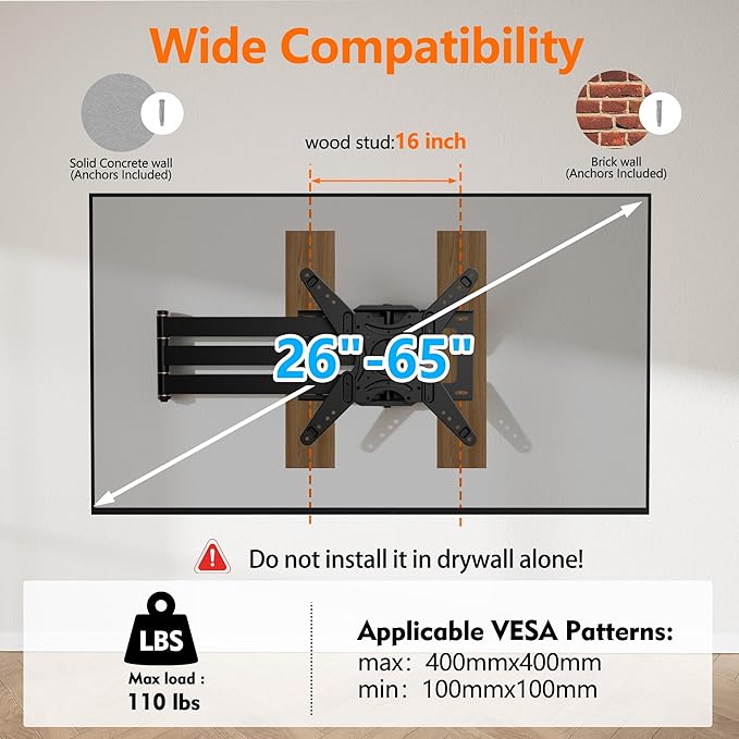 48'' Extension Extra Long Arm TV Wall Mount - Image 7