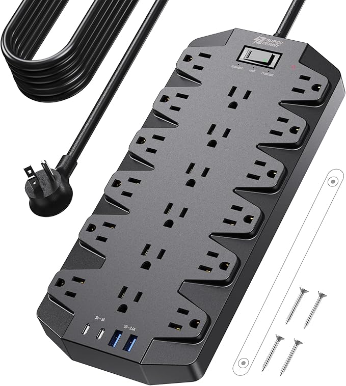 18 Widely Outlets Power Strip, SUPERDANNY Surge Protector by SUPERDANNY