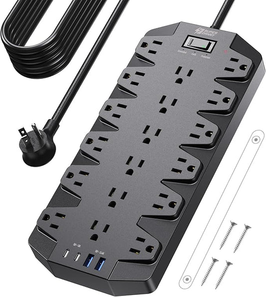 18 Widely Outlets Power Strip, SUPERDANNY Surge Protector by SUPERDANNY