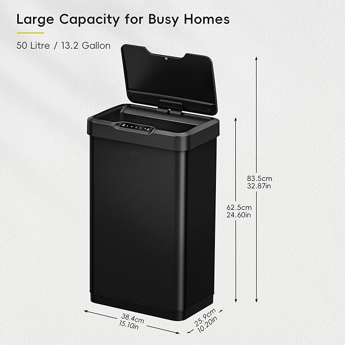 EKO Mirage-T 50 Liter / 13.2 Gallon Touchless Rectangular Motion Sensor Trash - Image 2