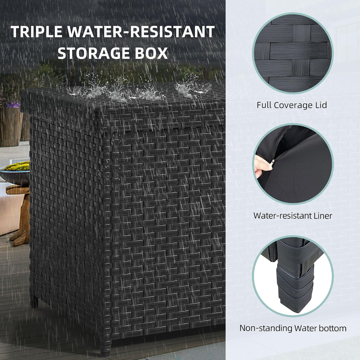 yitahome 260 gallon wicker deck box, package contents