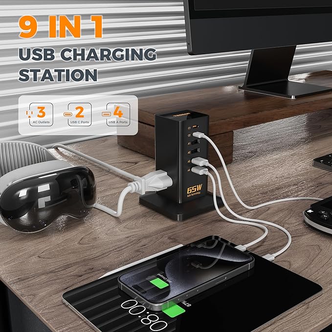 USB Charging Station for Multiple Devices 10Ft Cord, TESSAN 9-in-1 USB C - Image 6