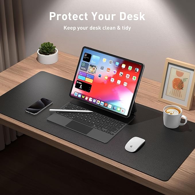 Aothia Leather Desk Pad Protector, Mouse Pad, Office Desk Mat, Non-Slip PU - Image 3