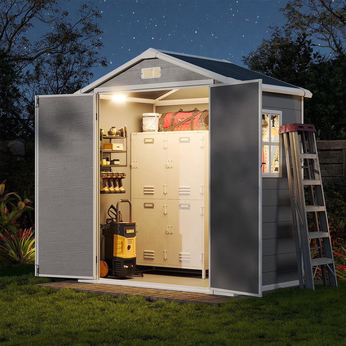 aoxun 6x4 ft outdoor storage shed, resin shed, main product view