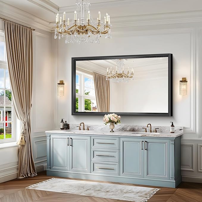 Large Bathroom Mirror, 60 x 36 Inch Rectangular Wall Mirror 0.6" Thickened Deep - Image 2