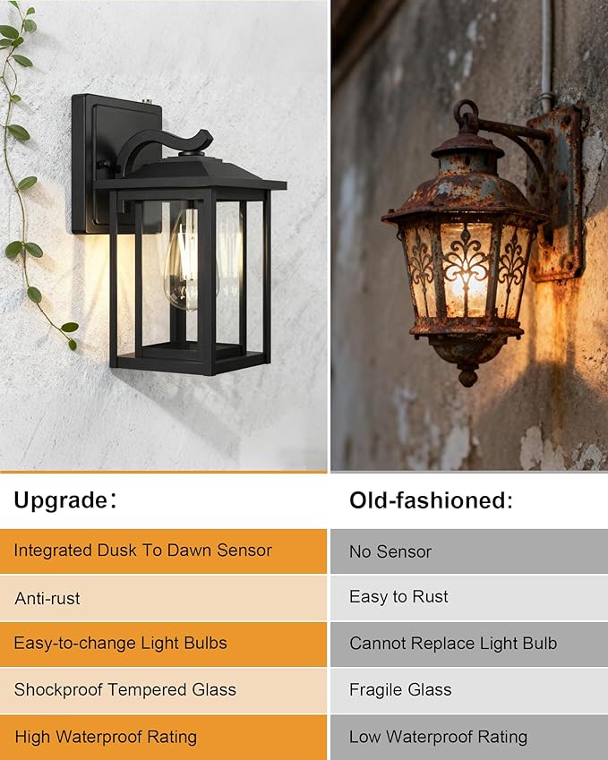 LTBLIGHT Dusk to Dawn Outdoor Lighting, Modern Black Waterproof Exterior Wall - Image 5