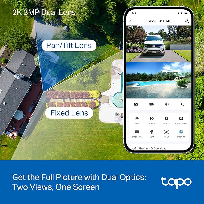 Tapo 2K Dual Lens Pan/Tilt Security Battery Camera Wireless w/Solar Panel - Image 3