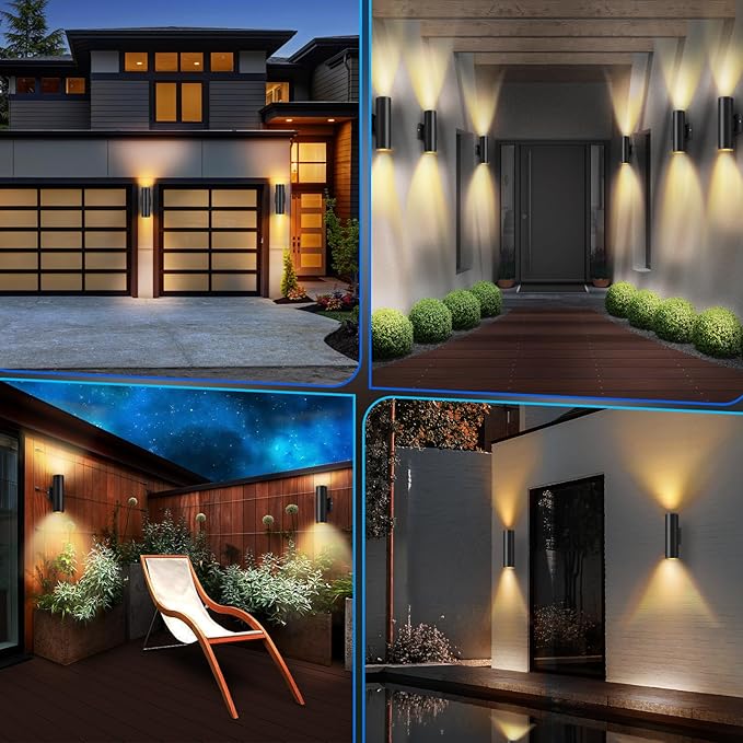 RIDALUX Dusk to Dawn Outdoor Wall Lights: 2 Pack Sensor Waterproof Cylinder Up - Image 7