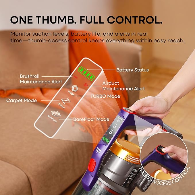 KIPMAX Cordless Vacuum Cleaner, 50KPa 550W Stick Vacuum - Image 3