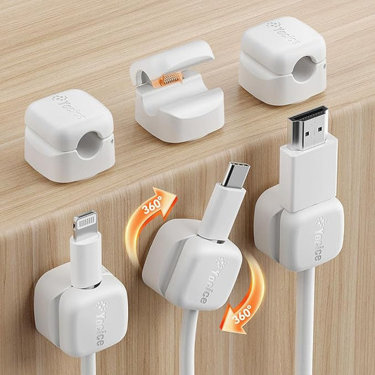 Yocice 6Pack Rotatable Cord Organizer, Spring Cable Clips Desk Cable Management by Yocice