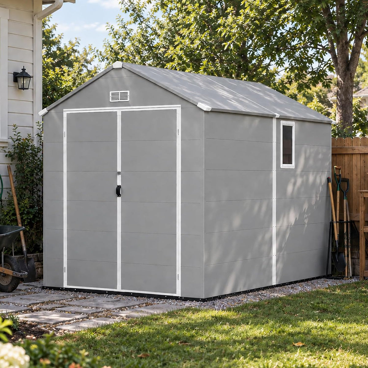 aoxun 6x10 ft outdoor storage shed, outdoor resin, main product view