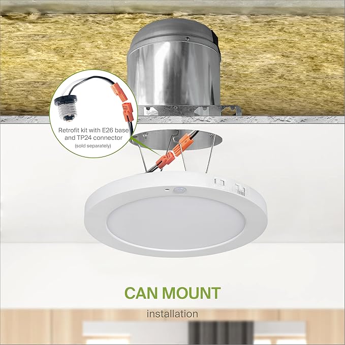 ASD LED 9" Round Flush Mount Ceiling Light Fixture, Low Profile Surface - Image 8