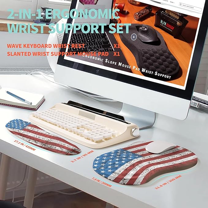 KUOSGM 2-in-1 Ergonomic Set, Wave Rise Keyboard Wrist Rest and Massage Bulge - Image 5