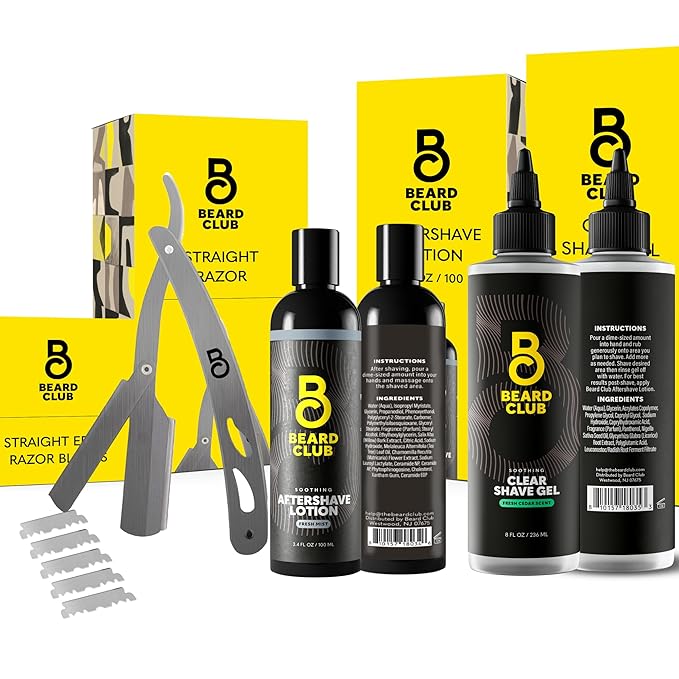 Beard Club Straight Razor for Men, Shaving Gel & Aftershave for Men – Hydrating by TheBeardClub