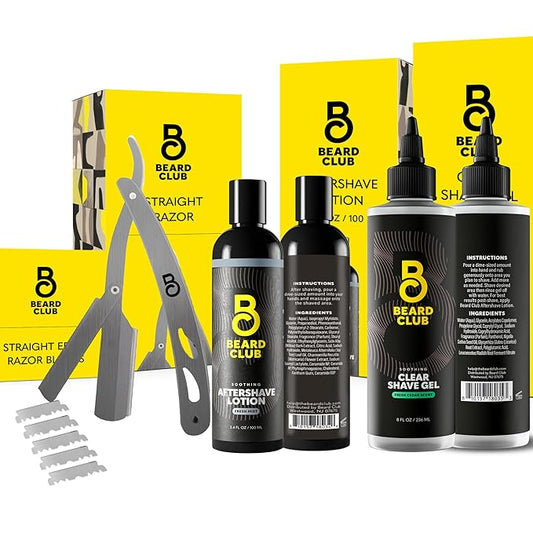 Beard Club Straight Razor for Men, Shaving Gel & Aftershave for Men – Hydrating by TheBeardClub