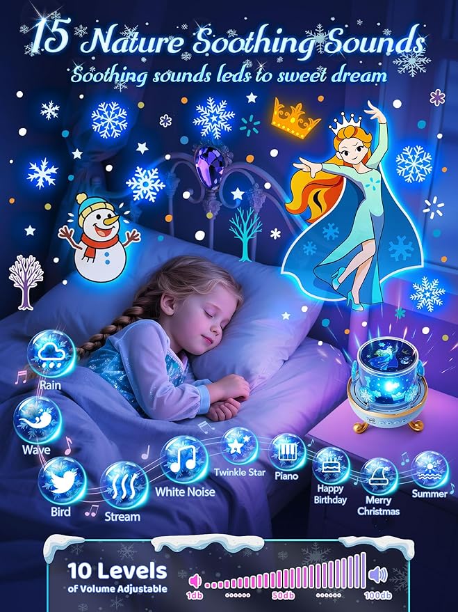 Frozen Toys, 15 Music+16 Films+315 Colors Night Light - Image 3