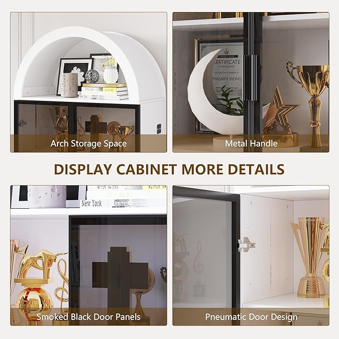 Dystler Display Cabinet with Doors and Adjustable Shelves, 6 Tier Bookcase - Image 6
