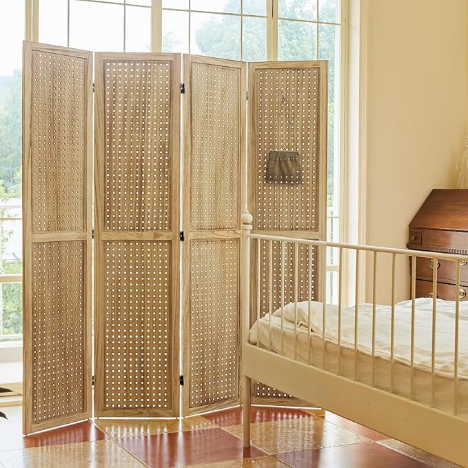 Pegboard Display, 5.6Ft Wooden Room Divider Folding Privacy Screens Portable - Image 8