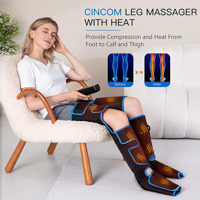 CINCOM Leg Massager with Heat and Compression, Air Compression Leg Massager - Image 2