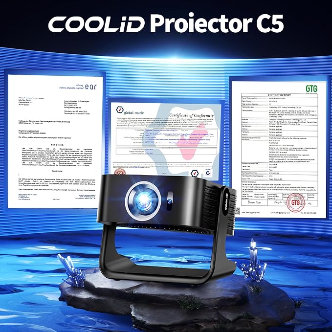 1080P HD Mini Projector Dual Band WiFi6 5G and BT 5.4 Auto Focus & Obstacle - Image 2