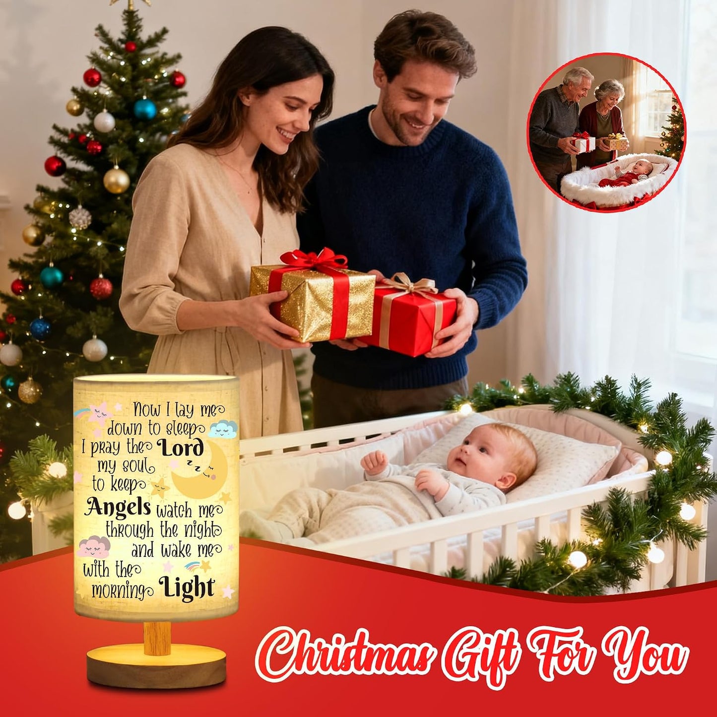 WSYEAR Baptism Gifts for Girl & Boy - Baby Christening Gifts, Nursery Decor Night Light - Now I Lay Me Down to Sleep
