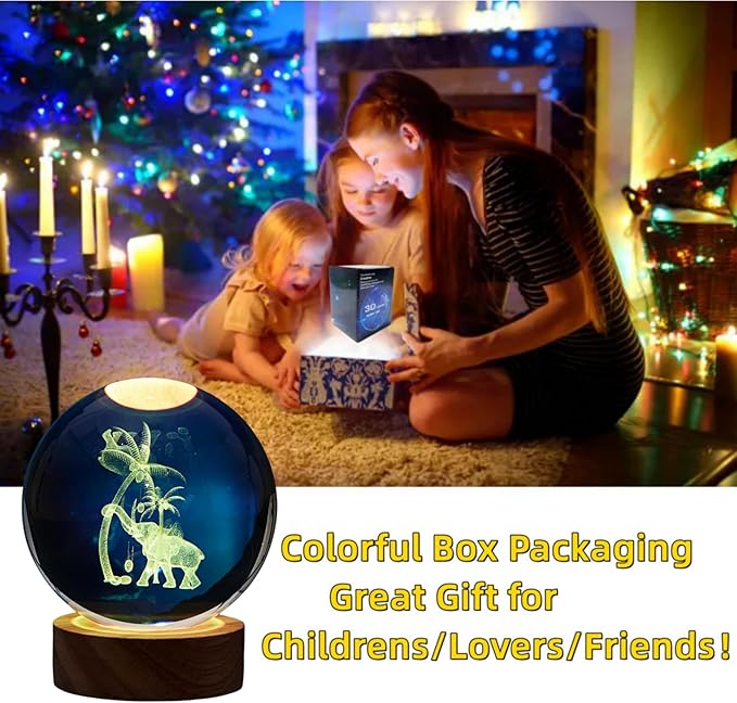 3D Elephant Crystal Ball Lamp, Lifelike Elephant Night Light, 16 Colors - Image 4