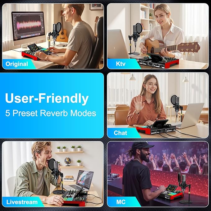 Podcast Microphone Bundle with Live Sound Board Audio Mixer, Podcast Equipment - Image 4