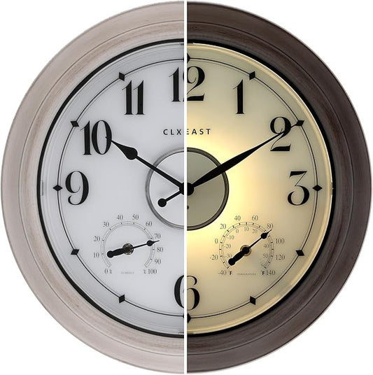 CLXEAST 18 Inch Illuminated Outdoor Clock by CLXEAST