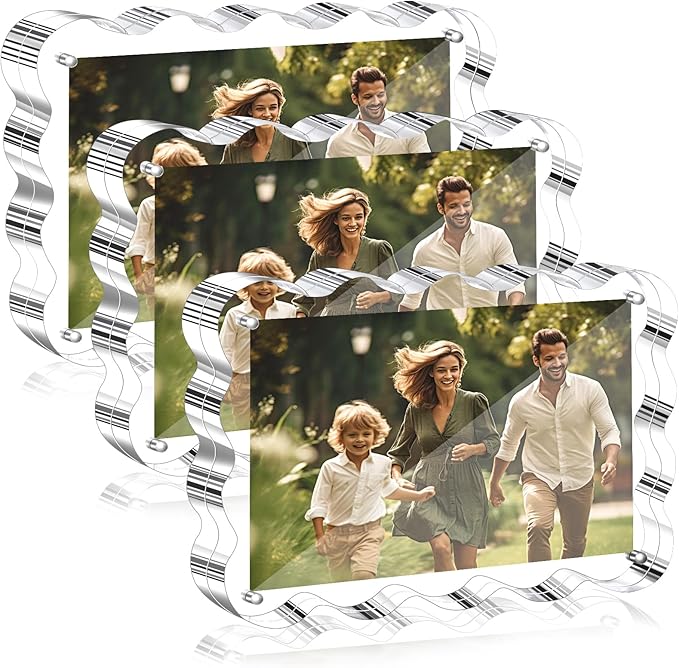 Aheroi Acrylic Picture Frames, 3 Pack 4x6 Clear Scalloped Photo Frame by Aheroi