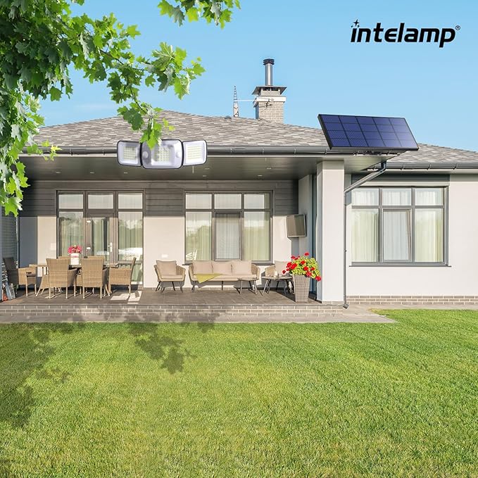 intelamp Solar Flood Lights Outdoor Waterproof, 2 Pack 6000mAh 1200LM Solar - Image 2