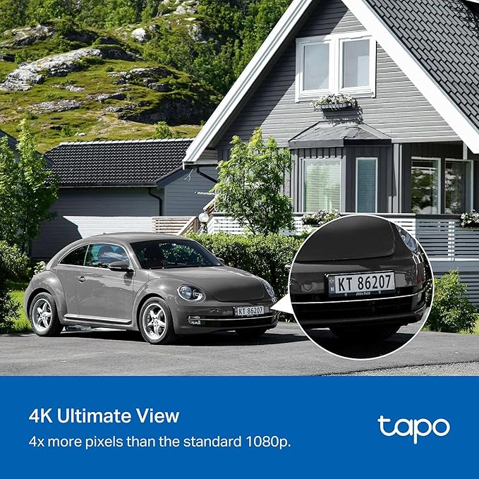 Tapo 4K Outdoor Camera Wireless, Battery Camera w/Solar Panel, 360° View - Image 3