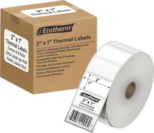 2"x1" Thermal Labels for Rollo, Offnova Label Printers and More
